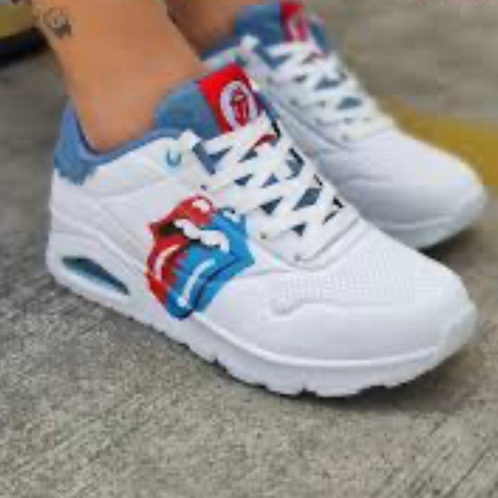 Skechers Uno X The Rolling Stones Womens Denim Lick Sneakers NWT- 8.5US 38.5 EUR